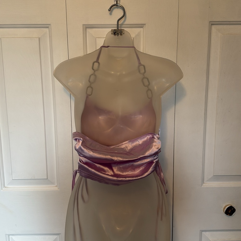 Akira necklace silky gathered sides Halter Top size S NWOT B928 - Picture 4 of 8